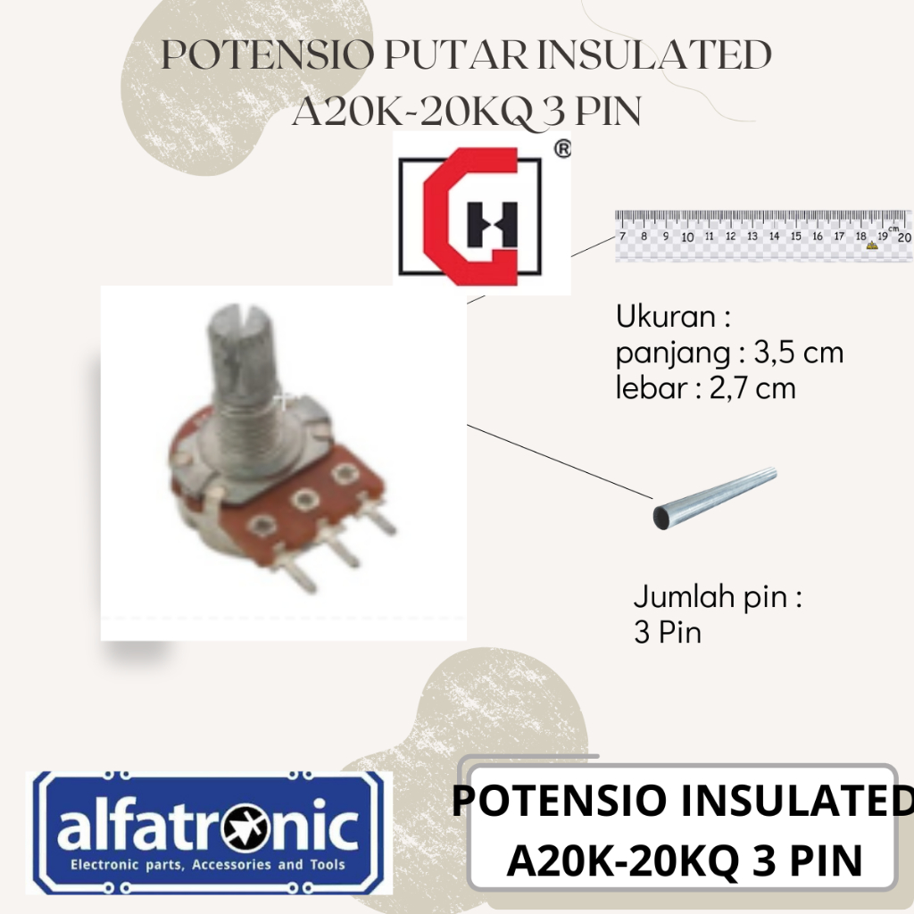 POTENSIO PUTAR INSULATED GH RV097NHA-A20K-20KQ-B 7M 3 PIN STDR