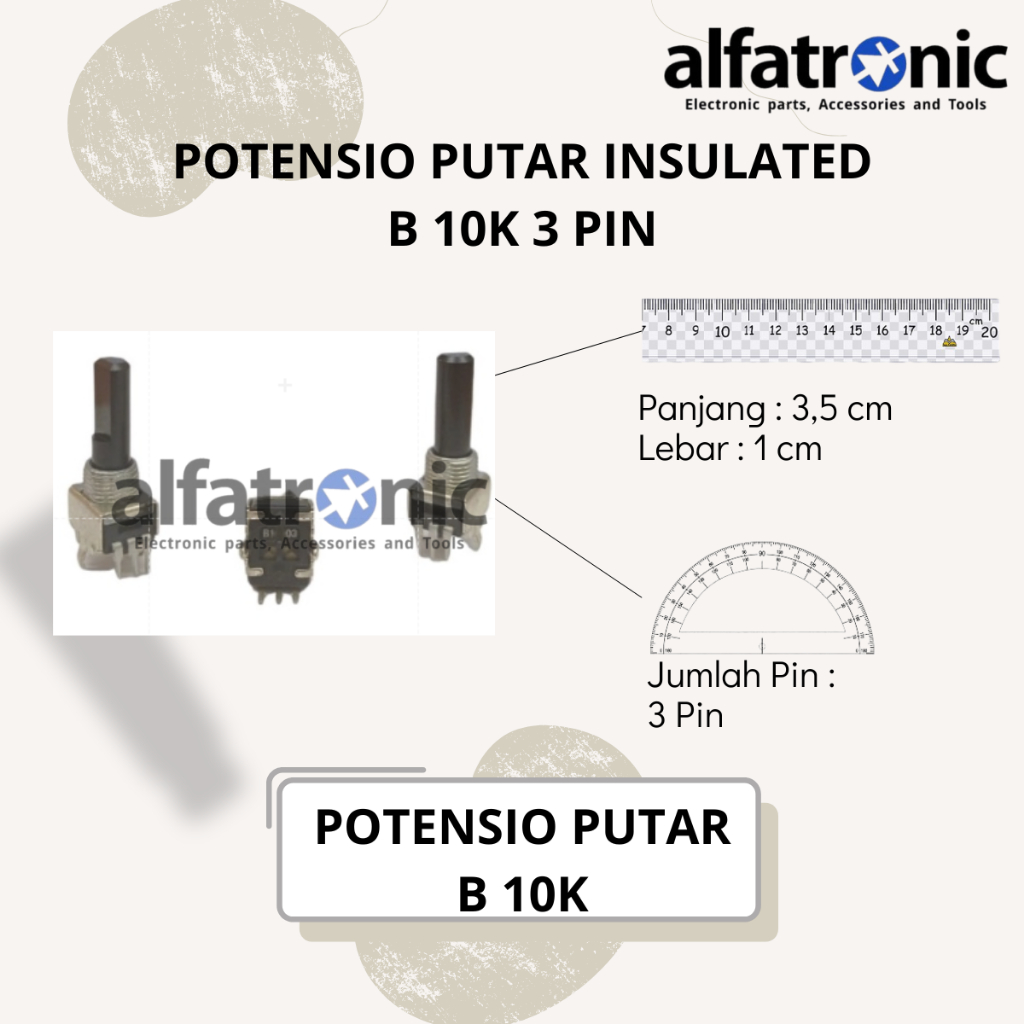 POTENSIO PUTAR INSULATED GH B10K 21F 3 PIN DRAT