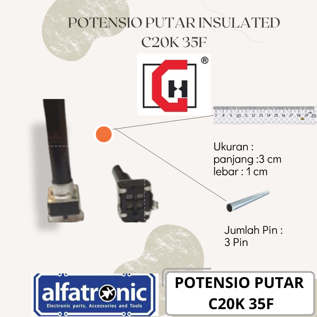 POTENSIO PUTAR INSULATED GH C20K 35F 3 PIN DRAT