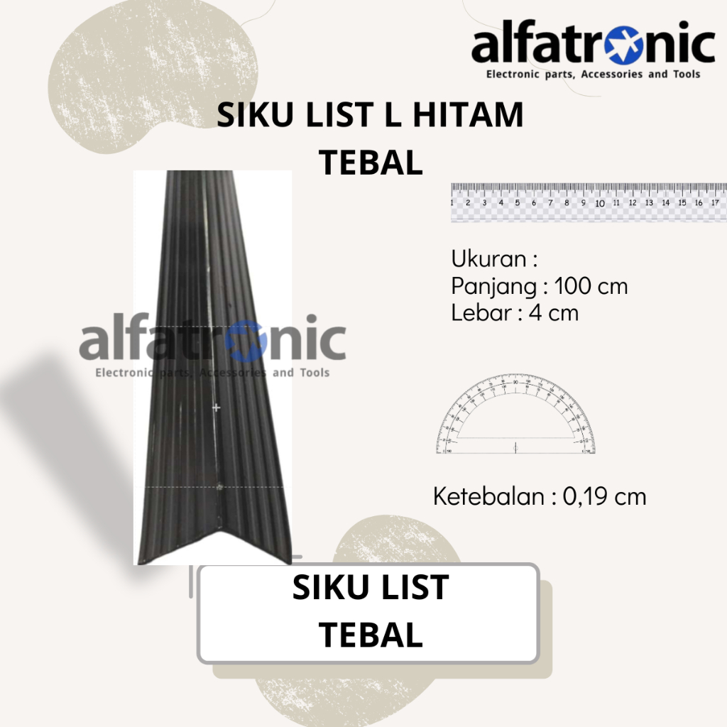 Siku List L Hitam (Tebal) Aluminium for Aksesoris Hardcase Box