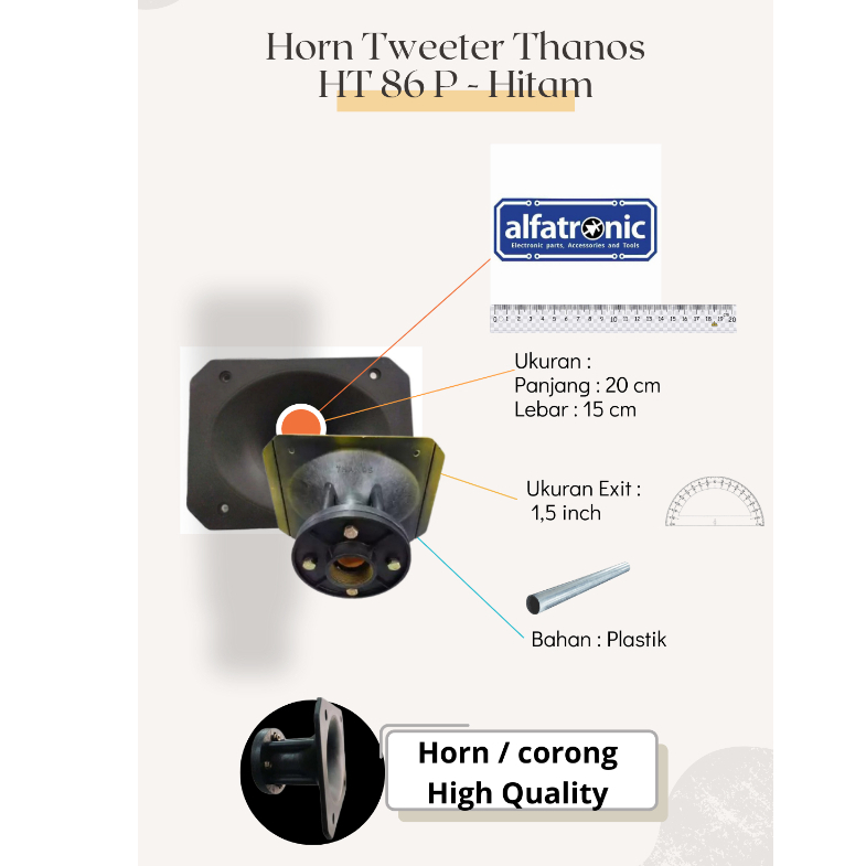 HORN TWETER THANOS HT 86P BLACK UKURAN 15x20 CM