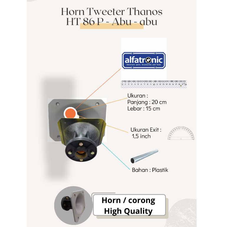 HORN TWETER THANOS HT 86P ABU-ABU UKURAN 15x20 CM