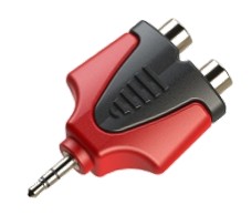 JACK SAMBUNG MERK ROXTONE RPAN350 - 2x RCA FEMALE TO 3.5 MINI AUX MALE
